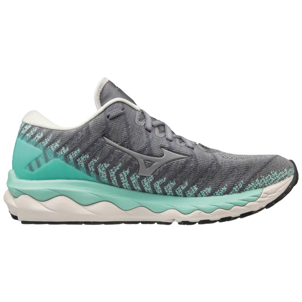 Venta de Tenis Para Correr Mizuno Mujer Mizuno Wave Sky 4 WAVEKNIT Grises Turquesa Tienda Mizuno Online